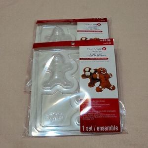2 Gingerbread Person Shaped 3-part Mold